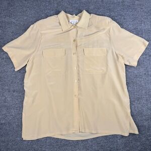 Vtg 90s Jones New York Blouse Womens 20W Silk Short Sleeve Button Up Shirt Work